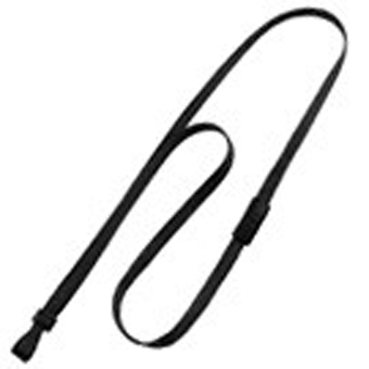 BRADY PEOPLE ID, STANDARD LANYARD, BLACK, FLAT BRAID, BREAKAWAY LANYARD, WIDE LPASTIC HOOK, PACK OF 100